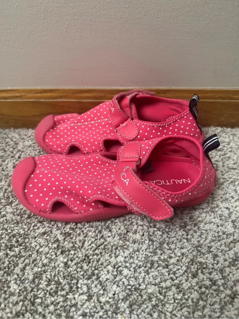 Girls Nautica Pink Polka Dot Water Shoes Size 12